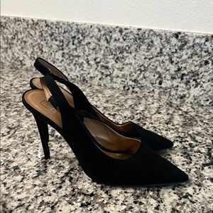Material Girl Black Suede Pointed Heels
